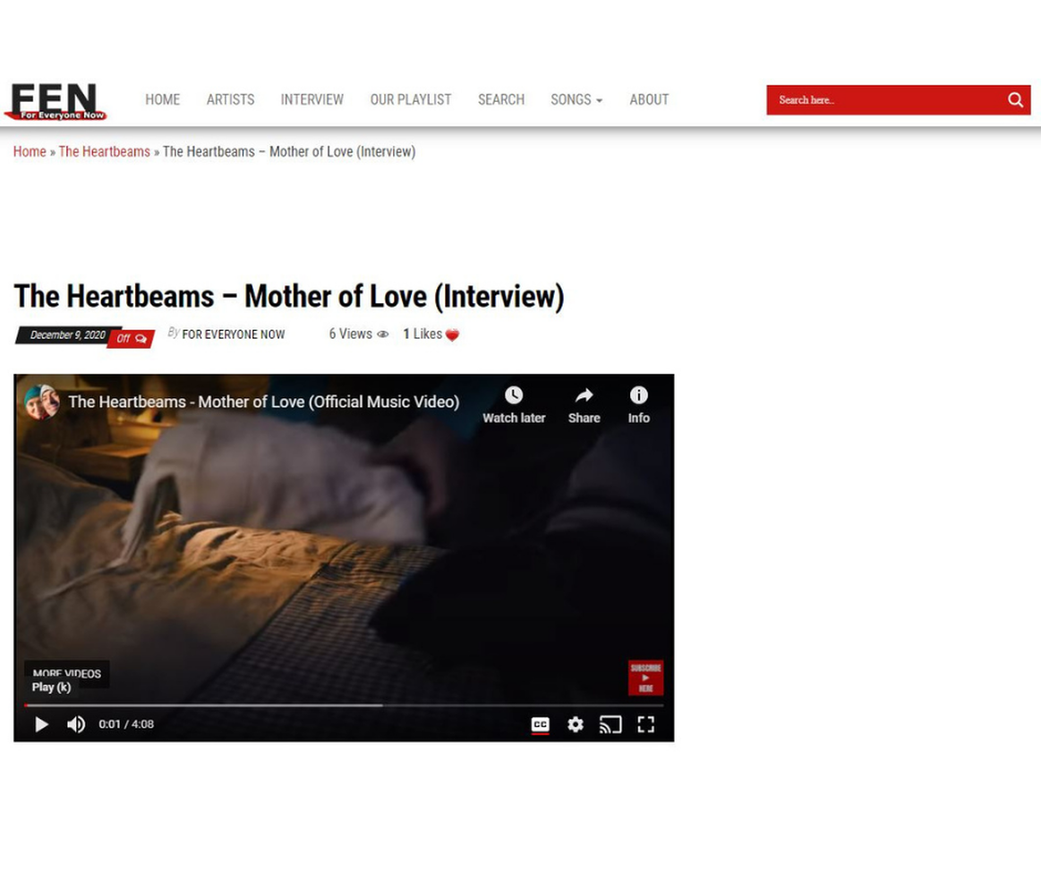The Heartbeams interview with the song Mother of Love
